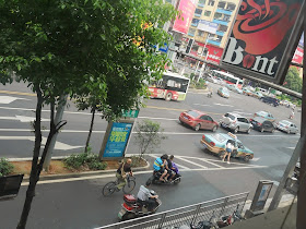 view outside from a 2nd floor Bont Cafe in Hengyang