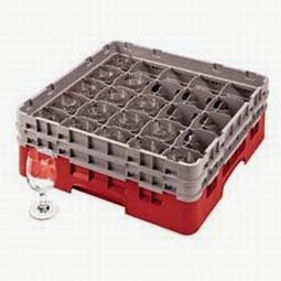  Cambro Camrack 25 Comp Full Size Glass Rack w/ 3 Extenders, Cranberry - Case = 3
