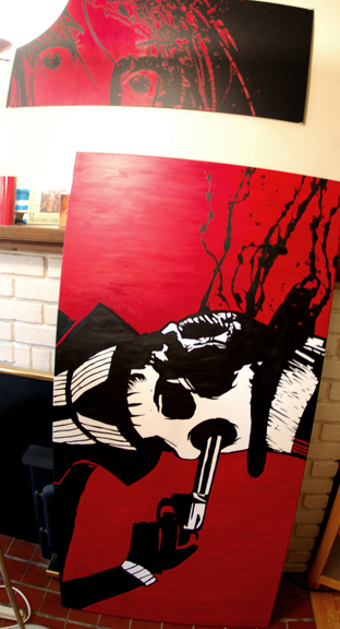 horror painting, blood painting, halloween painting, skull canvas, tattoo painting