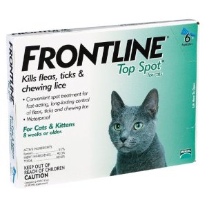  Frontline Top Spot Flea and Tick Cat Treatment Tube, 6-Month, Over 8-Weeks, Green