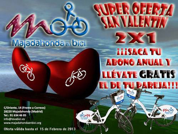 'Majadahonda en bici' ofrece dos abonos por uno en San Valentín