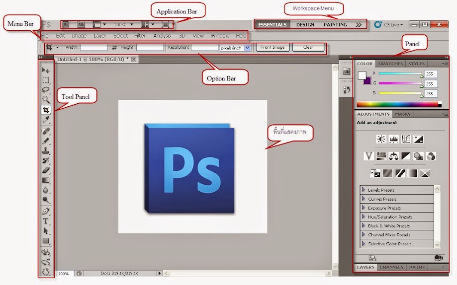 ส่วนประกอบของโปรแกรม - คอมพิวเตอร์กราฟฟิก Photoshop