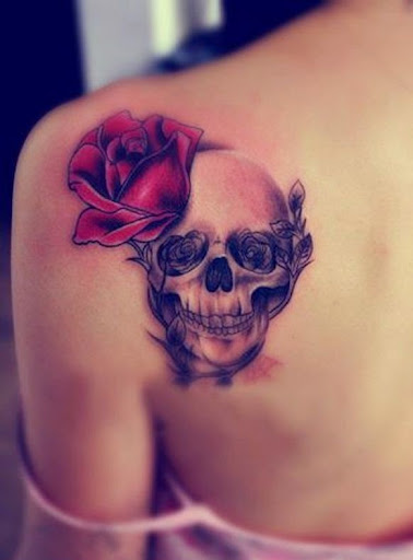 sugar skull rose tattoos