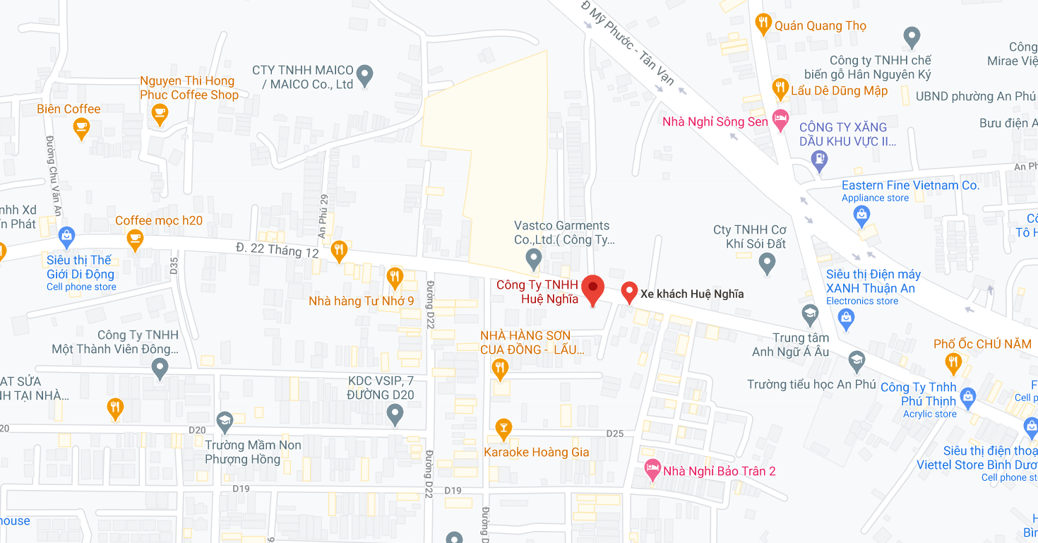 Địa chỉ Văn phòng nhà xe Huệ Nghĩa tại Bình Dương