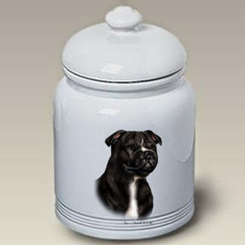  Staffordshire Bull Terrier (Black and White): Ceramic Treat Jar 10