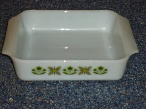  Fire King Meadow Green Square Baking Dish