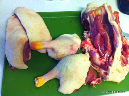 the "after" photos of a portioned duck