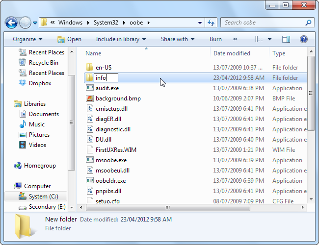 Windows 7 oobe Folder