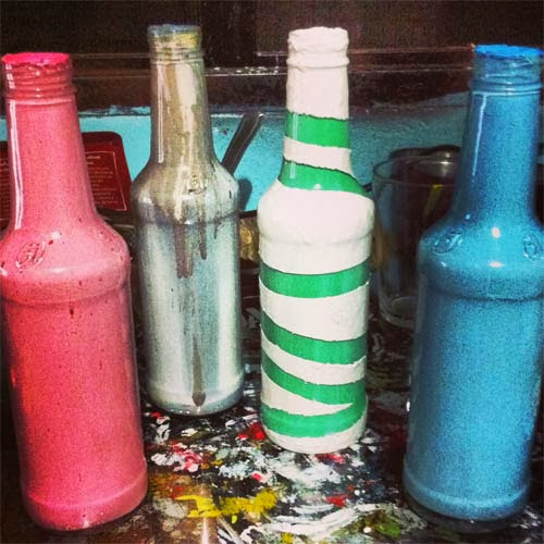 DIY - customização de garrafas - como pintar garrafas decorativas