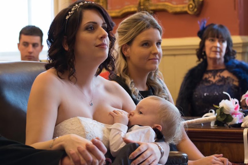Awesome Bride Breastfeeds Her Baby During Wedding Ceremony