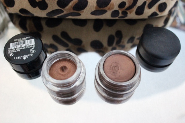 Mac Paintpot in Eclair Dupe, the Max Factor Excess Shimmer Eyeshadow in Bronze