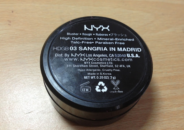 NYX Cosmetics HD Studio Grinding Blush Sangria in Madrid Swatches 