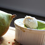 crème dessert aux poires et lentilles corail