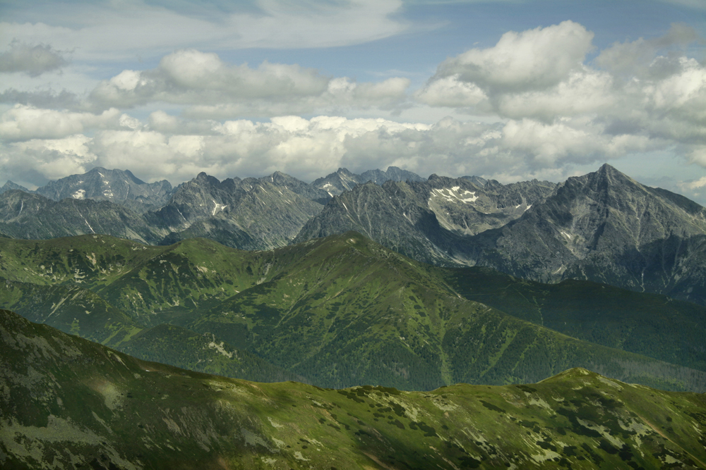 Widok z Bystrej na Tatry Wysokie Widok z na Tatry Wysokie
