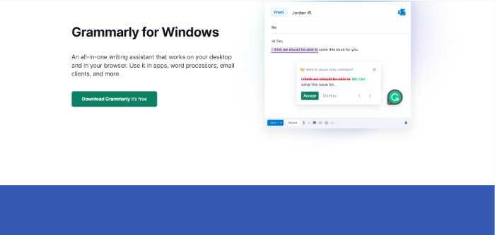 All about Grammarly and a download option of Grammarly for Windows 