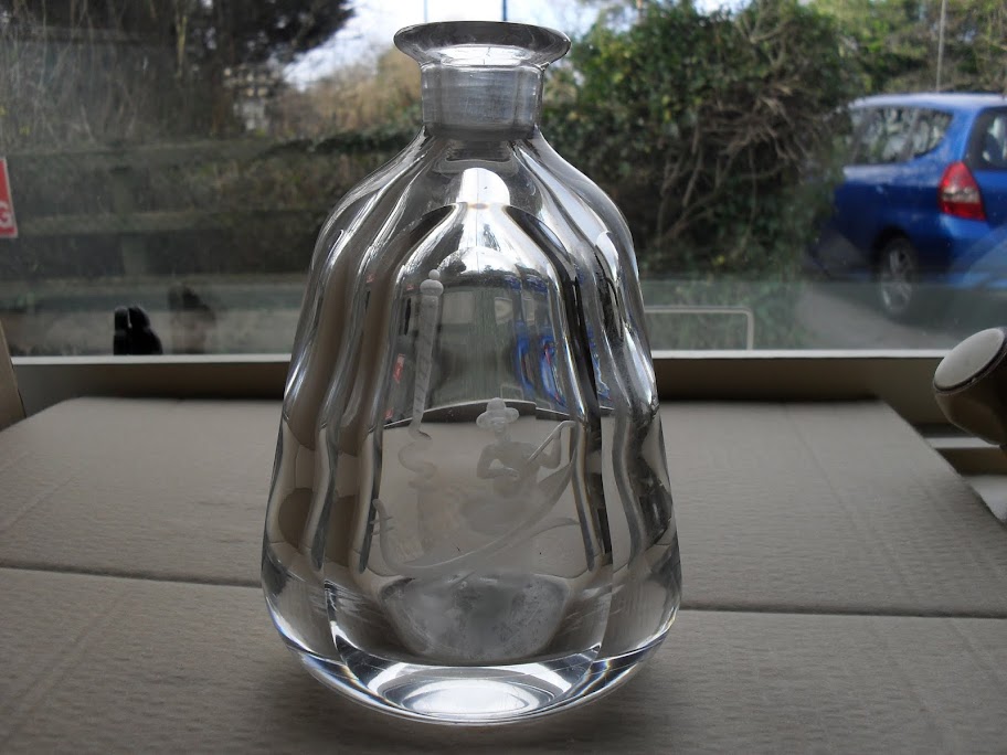 'Swedish' Glass Decanter Etched Fish SDC12759