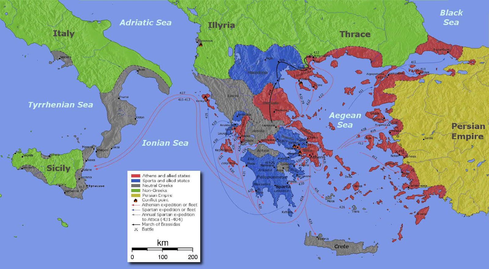 Map of the Sicilian Expedition | Author: User “Kenmyer” | Source: Wikimedia Commons | License: CC0- No Rights Reserved