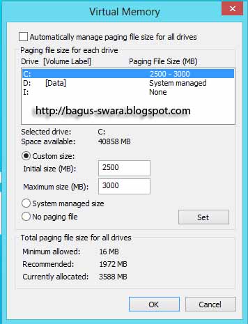 Increase the size of virtual memory in windows8