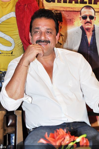 Leaner looking Sanjay Dutt with his genuine smile during the music launch of the movie 'Zila Ghaziabad', held in Hyderabad. 