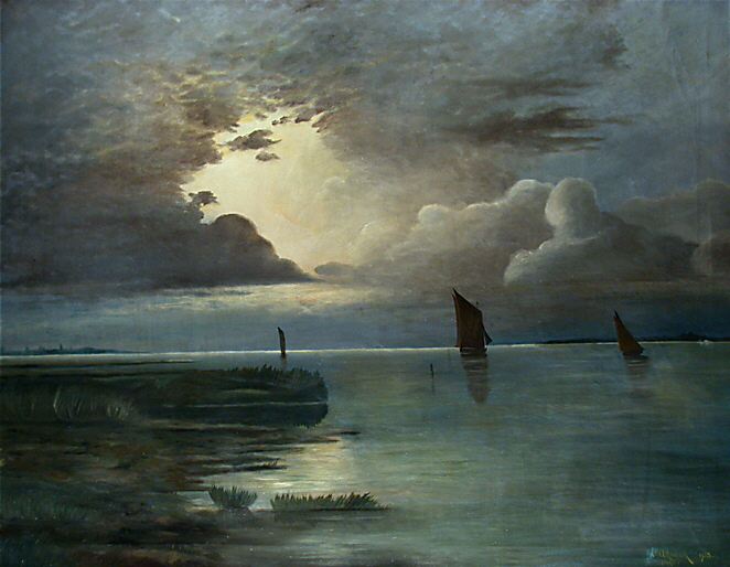 Andreas Achenbach - Sunset at the Sea with Thunderstorm