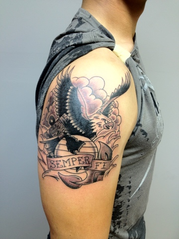 Eagle Globe and Anchor by LT Woods TattooNOW