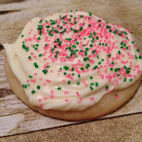 frosted sugar cookies with sprinkles