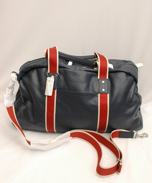 NWT COACH Men Heritage Web Leather Duffle Travel Carryon #F70561 NAVY ...