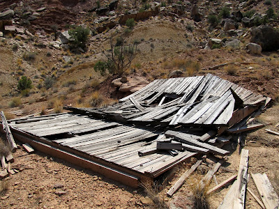 Collapsed mining shack
