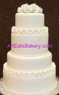 Round Four Tier Wedding Cake With Custom Purple Lily Flowers Curl Design Monogram Topper Round Four Tier Wedding Cake With Custom Purple Lily Flowers Curl Design Monogram Topper