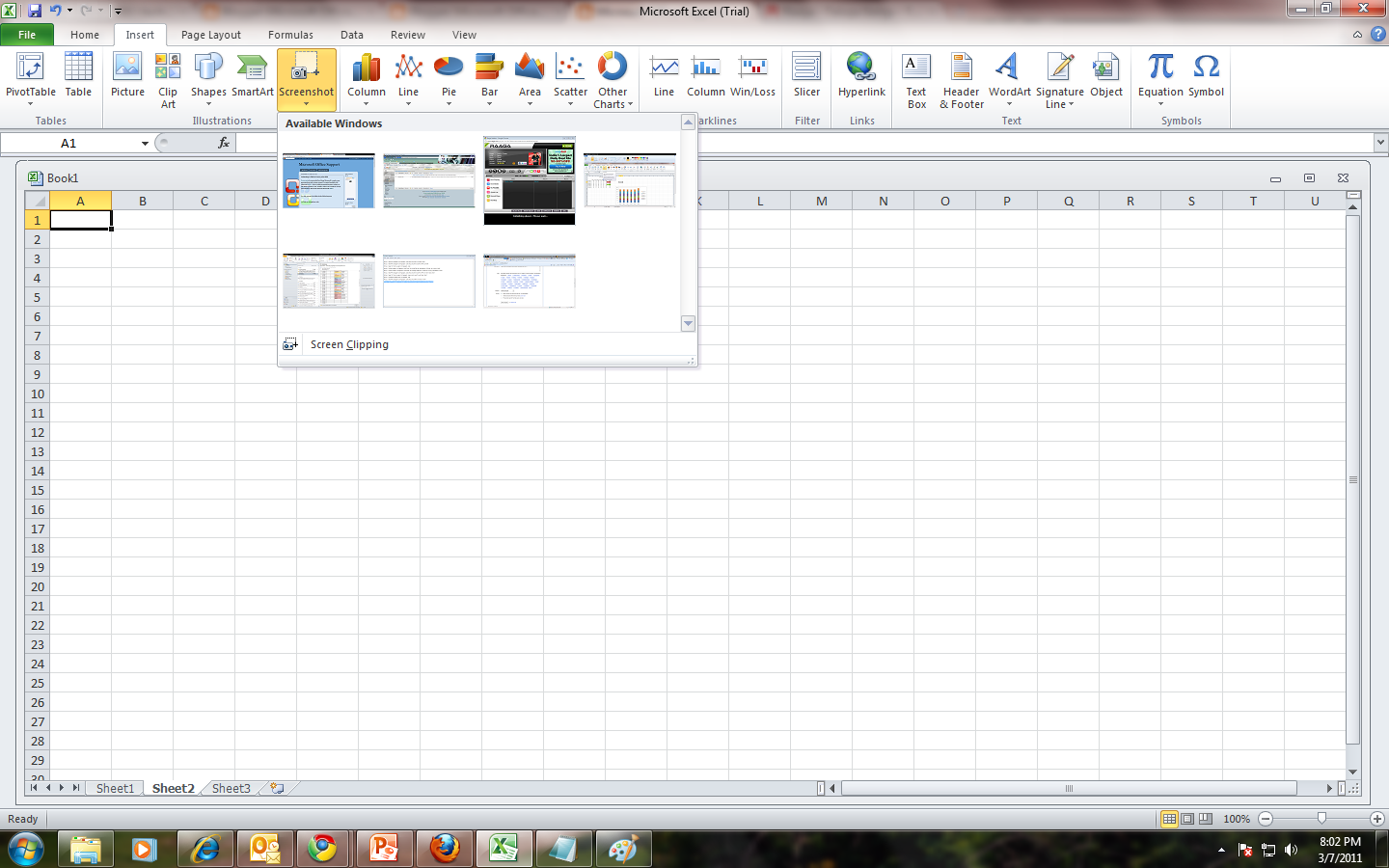 Screenshots in Microsoft Excel 2010 ~ Microsoft Office Support
