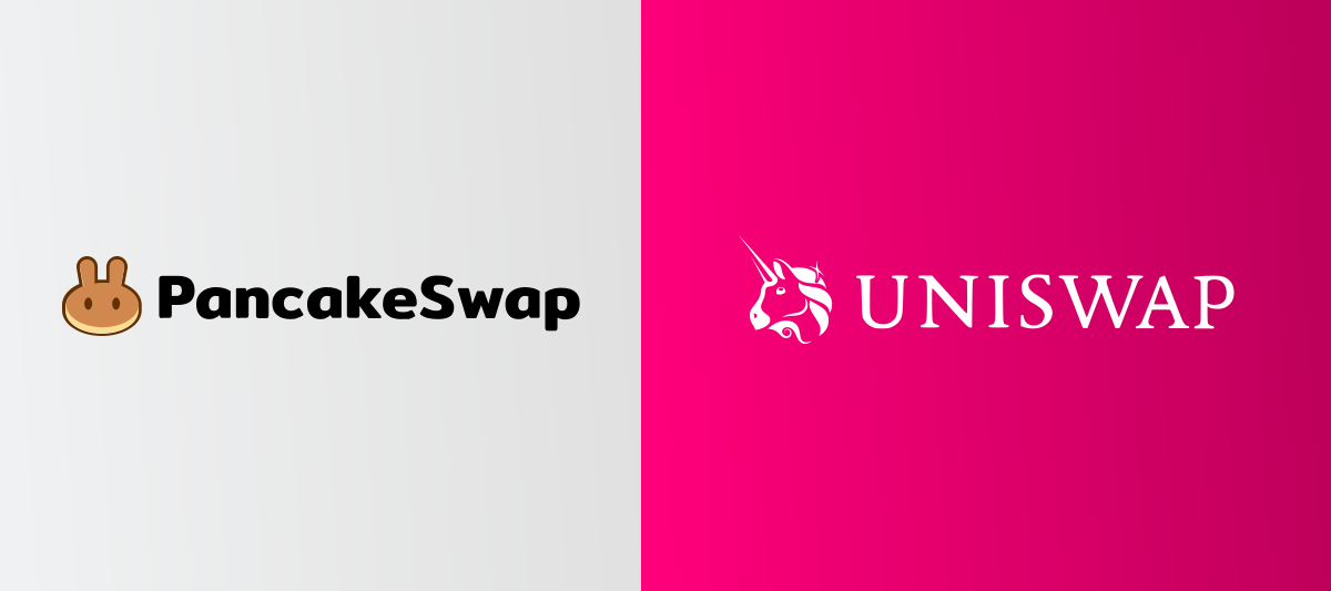 Логотипы PancakeSwap и Uniswap
