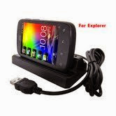  GSI Super Quality Desktop 3-In-1 Rapid Charger/Cradle/Data-Sync Docking Station For HTC Explorer Droid Cell Phone - Powered By USB Or By Included AC Wall Adapter