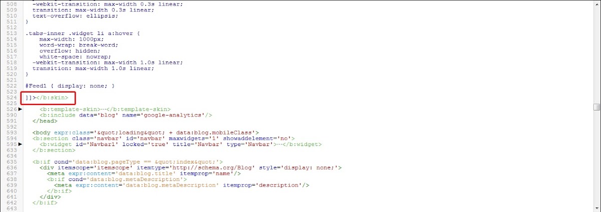 Les CSS dans l'éditeur HTML - Fin de la balise b:skin