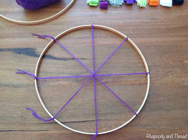 Spider Web Halloween Fabric Wreath Tutorial by Rhapsody and Thread