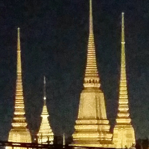 Thailand close up - Wat Po spires at night