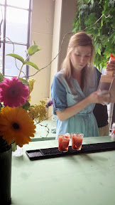 Radar Lily Tollefsen and Jonathan Berube brought a Voddie Mary that had tomato, roasted garlic, peppercorn, tapatio, lemon, lime, vodka secrets with Rainier-Celery Soda shot to follow. Portland Monthly's Country Brunch 2014 at Castaway benefiting Zenger Farm