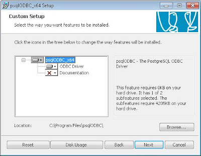 Instalar ODBC de PostgreSQL psqlODBC x64 en un equipo con Windows 7