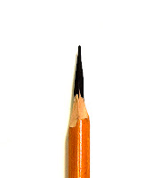 A correctly sharpened charcoal pencil.