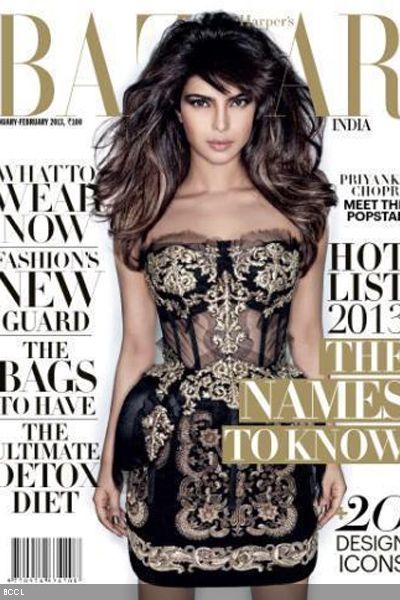 Bollywood actor Priyanka Chopra glams it up for the cover of Harper's Bazaar.