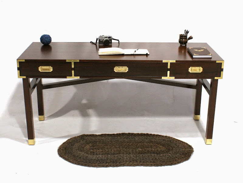 campaign furniture brass and mahogany custom desk