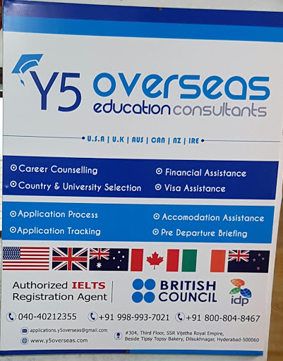 Y5 Overseas Education Consultants, #plot no : 304,SSR Vijetha Royal Empire, beside Tipsy Topsy bakery,, dilsukhnagar, Hyderabad, Telangana 500060, India, Overseas_Education_Consultant, state TS