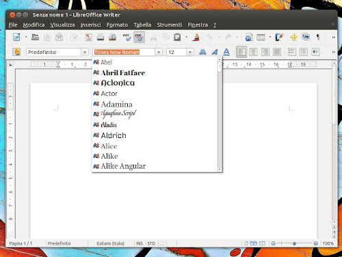 Google Web Fonts  su LibreOffice