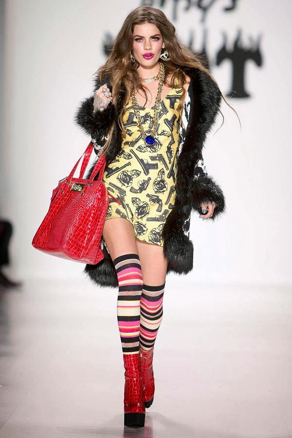 A model presents a creation of Betsey Johnson during New York Fashion Week on February 12, 2014.