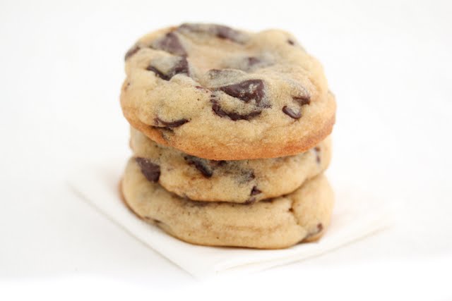 close-up photo of a stack of chocolate chip cookies