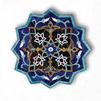 Islamic tile with motifs emblematic of the endless knot