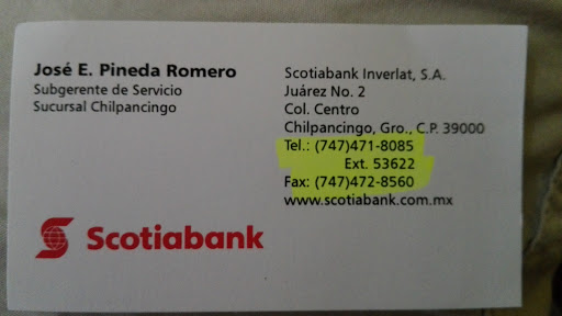 Scotiabank Inverlat, S.A., Av. Juarez 2 Local 2, Centro, 39000 Chilpancingo de los Bravo, Gro., México, Corredor hipotecario | GRO