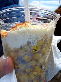 5/18/2008 New Maxwell Street, my roasted corn in a cup, topped with everything: mayo, cheese, parkay butter and chile, for $2