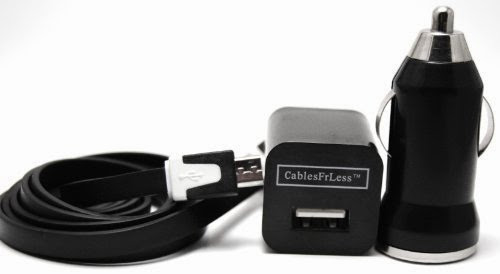  CablesFrLess 6ft High Quality Noodle Style 3 in 1 Micro B USB Charging Set fits Android Samsung Galaxy Google HTC LG Pantech Blackberry Motorola Sony ZTE (Black)
