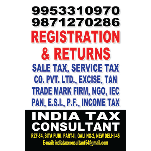 India Tax Consultant, RZF-54. Sita Puri, Part - II, Gali Number 2, Near New Deep Public School, New Delhi, Delhi 110045, India, Tax_Advisor, state UP