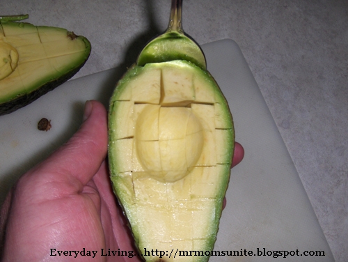 photo of slicing the avocado flesh